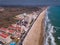 Aerial view of Peniscola beachside and buildings at sunny day