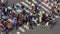 Aerial view of people on busy pedestrian crossing, Shanghai
