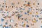 Aerial view of people sunbathing at a beautiful beach in Portugal