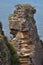 Aerial view of people visiting at the Three Sisters rock formation in the Blue Mountains of New South Wales, Australi