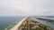 Aerial view of Perdido Key beach in Pensacola, Florida during an overcast stormy day