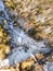 Aerial view of Pericnik slap or Pericnik Waterfall in winter time, Triglav National Park, Slovenia. Upper and lower