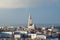 Aerial view from Perlan to Hallgrimskirkja church and Reykjavik city center, Iceland