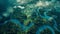 Aerial view of Peru\'s rainforest and the Amazon rain forest jungle