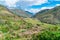 Aerial view Peruvian town Pisac