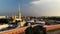 Aerial view. Peter and Paul Fortress in Saint-Petersburg. Sight on summer sunset