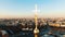 Aerial view of the Peter and Paul Fortress in St. Petersburg, the historic center of the city. Flying around an angel on