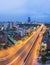 Aerial view of Pham Hung street, Hanoi, Vietnam. Hanoi cityscape at night