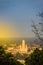 Aerial view of Phetchaburi city with Wat Mahathat Worawihan from