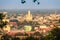 Aerial view of Phetchaburi city with Wat Mahathat Worawihan from