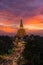 Aerial view of Phra Pathom Chedi stupa temple in Nakhon Pathom near Bangkok City, Thailand. Tourist attraction. Thai landmark