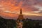 Aerial view of Phra Pathom Chedi stupa temple in Nakhon Pathom near Bangkok City, Thailand. Tourist attraction. Thai landmark