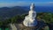 Aerial view Phuket Big Buddha blue sky and blue sea background