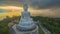 aerial view Phuket Big Buddha in sunset