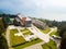 Aerial view of Piancavallo hospital buildings. Italy