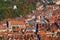 Aerial view of the Piata Sfatului square from Old Town in Brasov city.