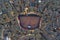 Aerial view of Piazza del Campo Campo Square, a popular square for public celebration in Siena downtown at sunset, Siena,