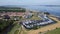 Aerial view of picturesque fortress town of Willemstad in the Netherlands, Brabant. With mill and ports.