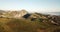 Aerial view of Picturesque landscape of mountain lakes of Covadonga at Picos de Europa mountain range, Spain