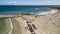 Aerial view picturesque public beach with turquoise water. Los Corales, La Guaira, Venezuela