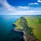 Aerial view with picturesque rocky coastline