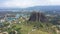 Aerial view of Piedra del penol monolith big black stone in Guatape, Antioquia. Colombia tourist site.