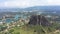 Aerial view of the Piedra del Penol rock in Guatape, Colombia.