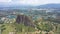 Aerial view of the Piedra del Penol rock in Guatape, Colombia.