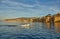 Aerial view on pier with huge luxury yachts moored, region of Sorento