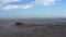 Aerial view of pier revealing empty beach during summer UK England.