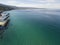 Aerial view of a pier with rocks and house close the sea. Pizzo Calabro. Calabrian coast of Southern Italy. Calabria, Italy