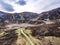 Aerial view of the Pilgrims Path up to the Slieve League cliffs in County Donegal, Ireland