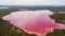 Aerial view of pink lake