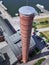 Aerial view of the pipe of an old factory.