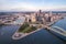 Aerial view of Pittsburgh, Pennsylvania. Business district Point State Park Allegheny  Monongahela Ohio rivers in background