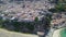 Aerial view of Pizzo Calabro, pier, castle, Calabria, tourism Italy. Panoramic view of the small town of Pizzo Calabro by the sea.