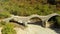 Aerial view of Plakidas arched stone bridge of Zagori region in Northern Greece