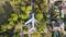 Aerial view of the plane, which stands in a park in the city center