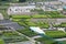 Aerial view plantations near gravel river Torrento Mazzarra at Sicily