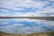 Aerial view of  plateau lake and beautiful reflection