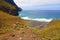 Aerial view of Playa Tamadite wild beach and Barranco de Afur ravine in Tenerife Island, Spain