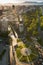 Aerial view of Plaza Baquedano and historic downtown and civic center at Santiago