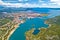 Aerial view of Ploce, harbor town in Neretva valley