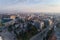 Aerial view of Podgorica city during sunset