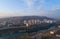 Aerial view of Podgorica city during sunset