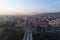 Aerial view of Podgorica city during sunset