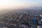 Aerial view of Podgorica city during sunset