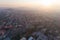 Aerial view of Podgorica city during sunset