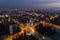 Aerial view of Podgorica city after sunset