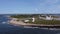 Aerial View of Point Judith Lighthouse, Narragansett, Rhode Island in Early August 2023